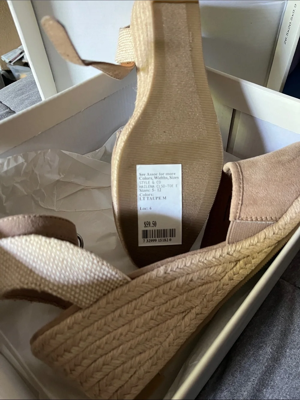 Style & Co. Tan Espadrille Wedge Sandals with Ankle Strap